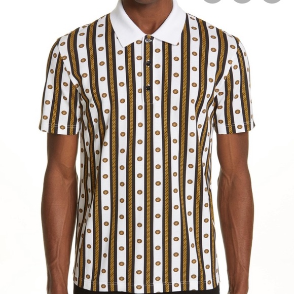 Versace Other - Versace striped Medusa head polo shirt